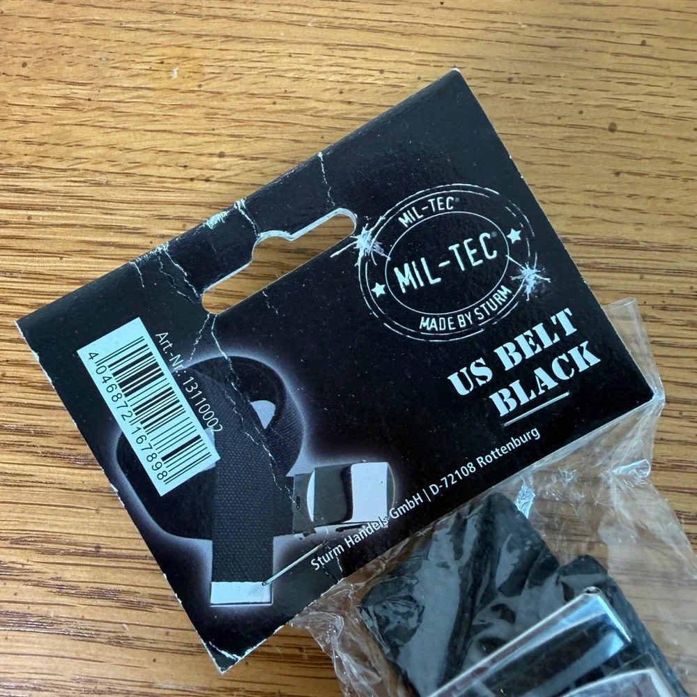 Mil-Tec US Belt Black Canvas Webbing Tactical Utility Silver Buckle 13110002